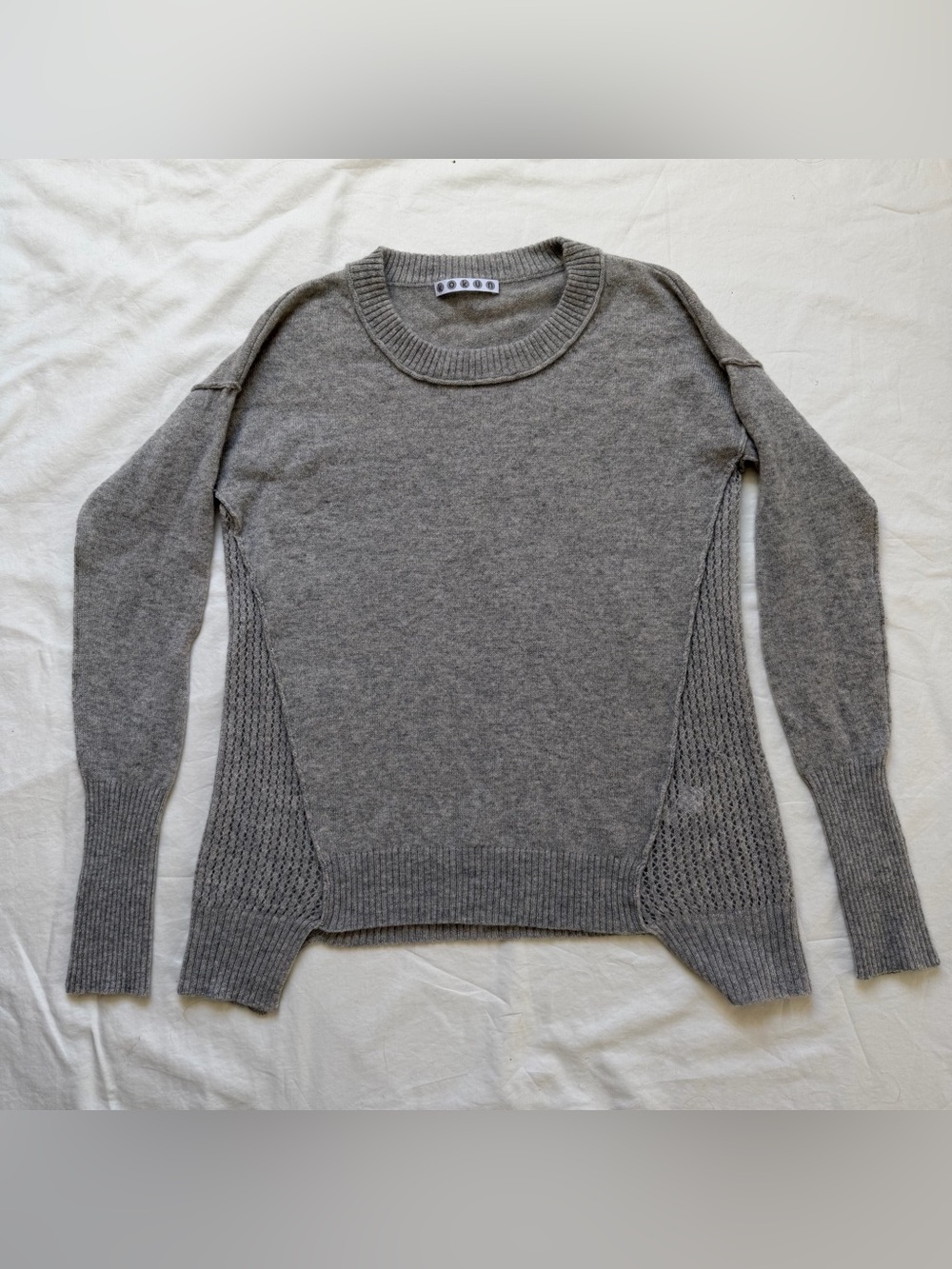 Kokun 100% Cashmere Crewneck Asymmetrical Sweater